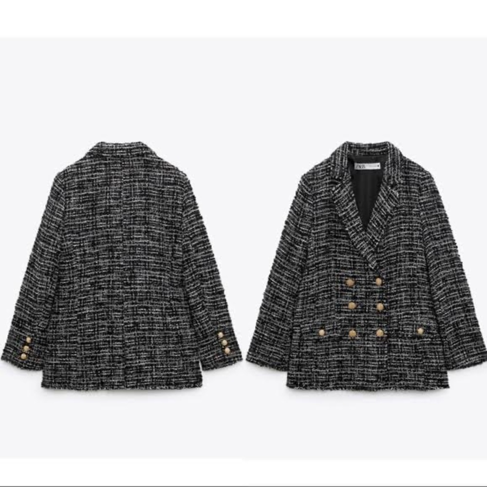 NWT Zara textured double-breasted blazer